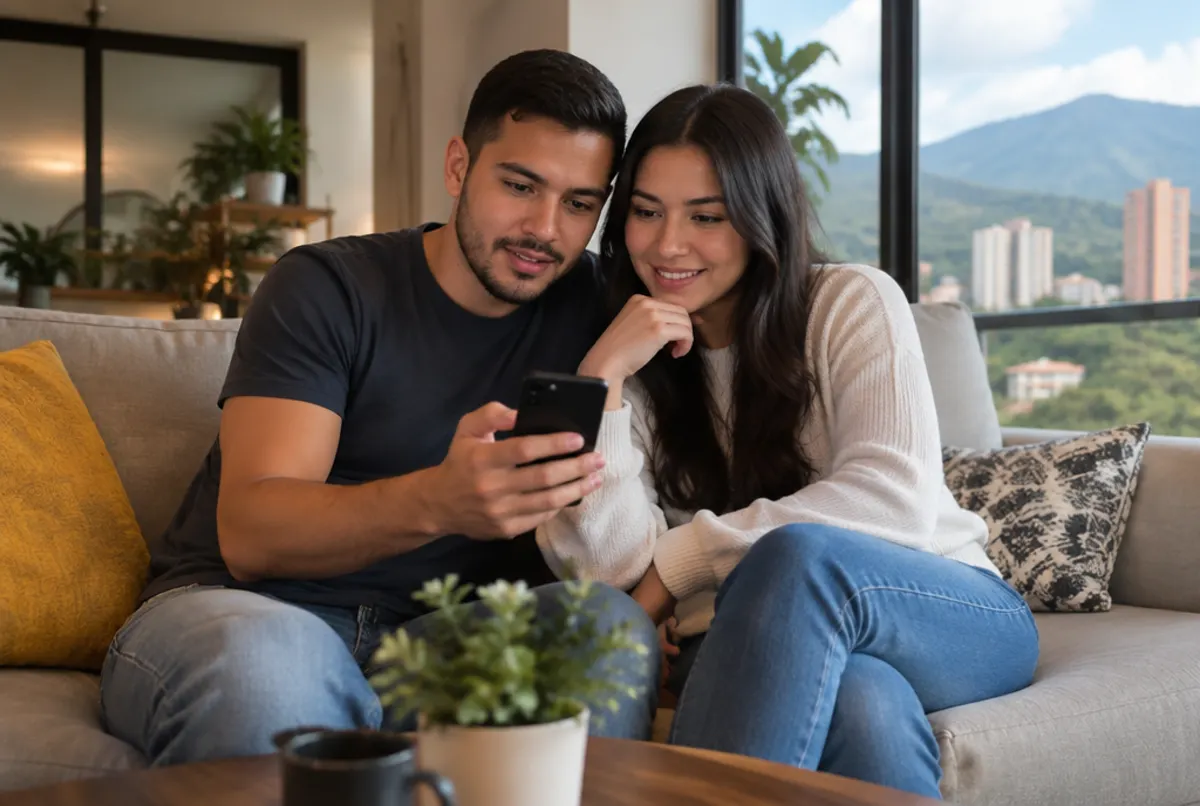 Pareja venezolana en Colombia compara en el celular cómo enviar dinero a Venezuela